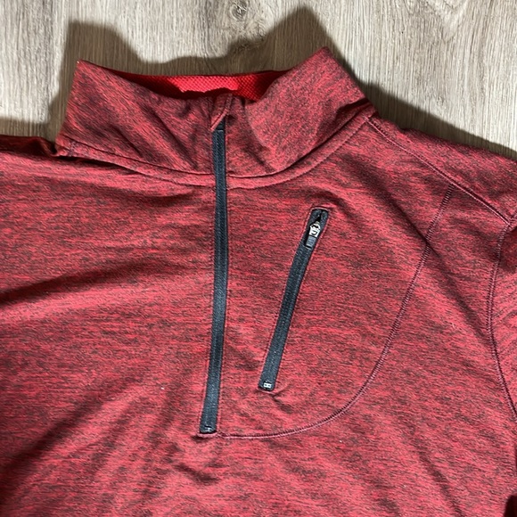 Red Marled Men’s L SwissTech Long sleeve Quarter Zip Shirt - Picture 3 of 6